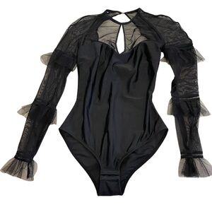 Thistle and Spire Black Mesh Bodysuit